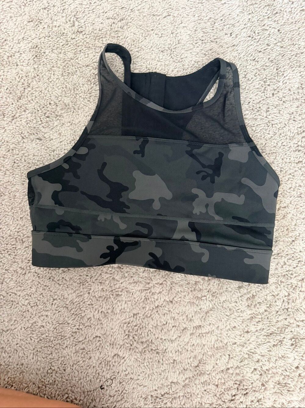 ZYIA Active Green Forest Camo Mesh Racerback Sports Bra Size Large L Gym Workout